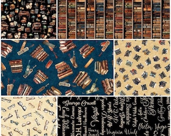 Bookworm Books Authors Reading Glasses Library 100% Cotton Fabric! 6 Styles