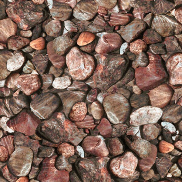 Open Air Landscape Nature Rocks Gravel Pebbles Cobblestone Stone #28110 100% Cotton Fabric by QT Fabrics! 2 Colors