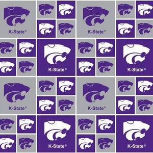 NCAA Kansas State Wildcats Purple & Grey College Logo 100% Cotton ...