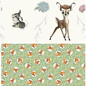 Disney Bambi the Deer, Thumper & Friends 100% Cotton Fabrics 2 Styles image 1