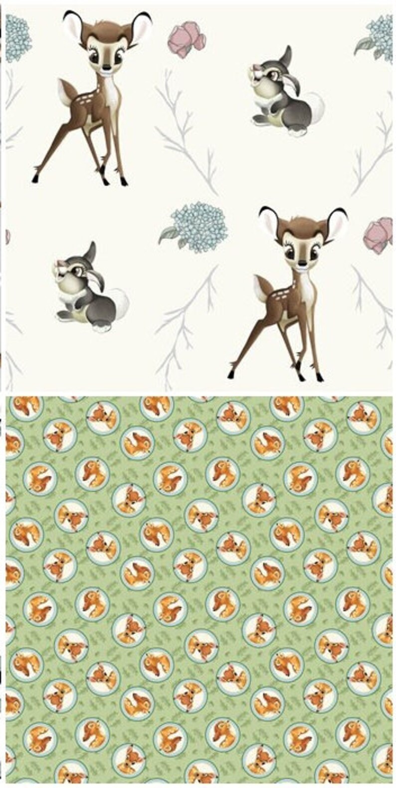 Disney Bambi the Deer, Thumper & Friends 100% Cotton Fabrics 2 Styles image 1