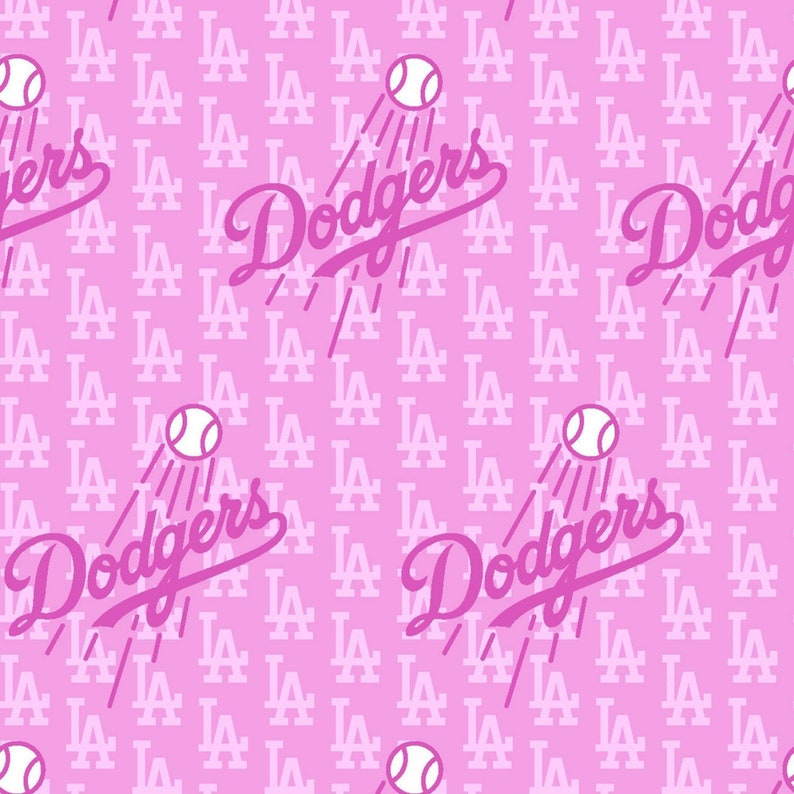 MLB Logo Los Angeles Dodgers Blue & White 100% Cotton Fabric by Fabric Traditions 7 Styles 60398 PINK | 60"