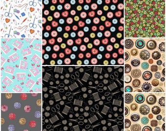 Sew Wunderschöne Nähmotive Knöpfe Fingerhüte Nadeln Maschinen Kurzwaren 100% Baumwolle Stoffe zum Quilten von QT! 8 Stile