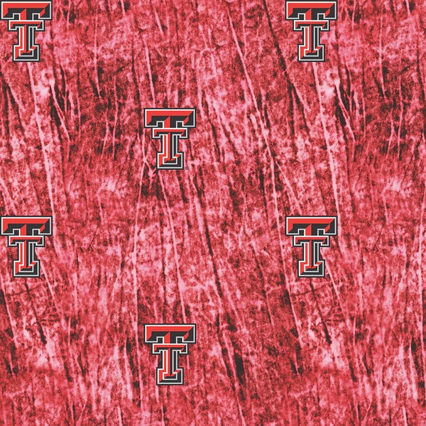 NCAA Texas Tech Red Raiders Red & Black College Logo 100% Cotton Fabric by Sykel! 2 Styles