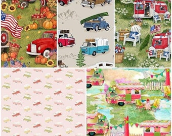 Campers, Camping, Vans, Travel, RV, & Trailers 100% Cotton Fabrics! 5 Styles