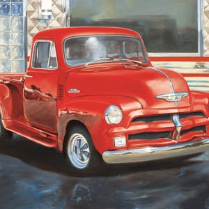 Shined Up Red Truck in the Showroom 3267 100% Cotton Fabric 36&quot; Panel by David Textiles!