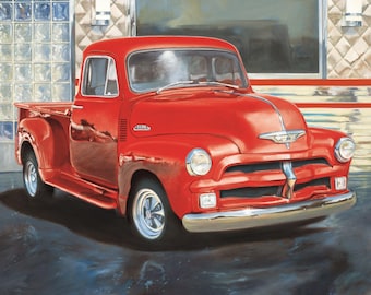 Shined Up Red Truck in the Showroom 3267 100% Cotton Fabric 36" Panel by David Textiles!