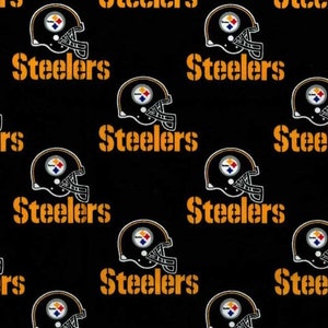 NFL Logo Pittsburgh Steelers Black & Yellow 100% Cotton Fabric by Fabric Traditions! 7 Styles A522 BLACK SOLID/60"