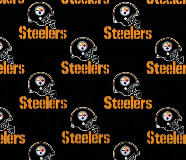 NFL Logo Pittsburgh Steelers Black & Yellow 100% Cotton Fabric by Fabric Traditions! 7 Styles A522 BLACK SOLID/60"