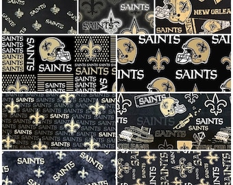NFL Logo New Orleans Saints Black & Gold 100% Cotton Fabric! 9 Styles