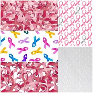 Breast Cancer Awareness Pink Ribbons Courage Fighter Pink 100% Cotton Fabrics! 5 Styles