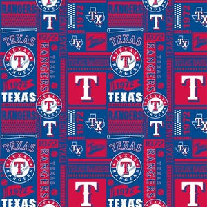 Tkanina bawełniana z logo MLB Texas Rangers, 100% bawełny, od Fabric Traditions! 2 style