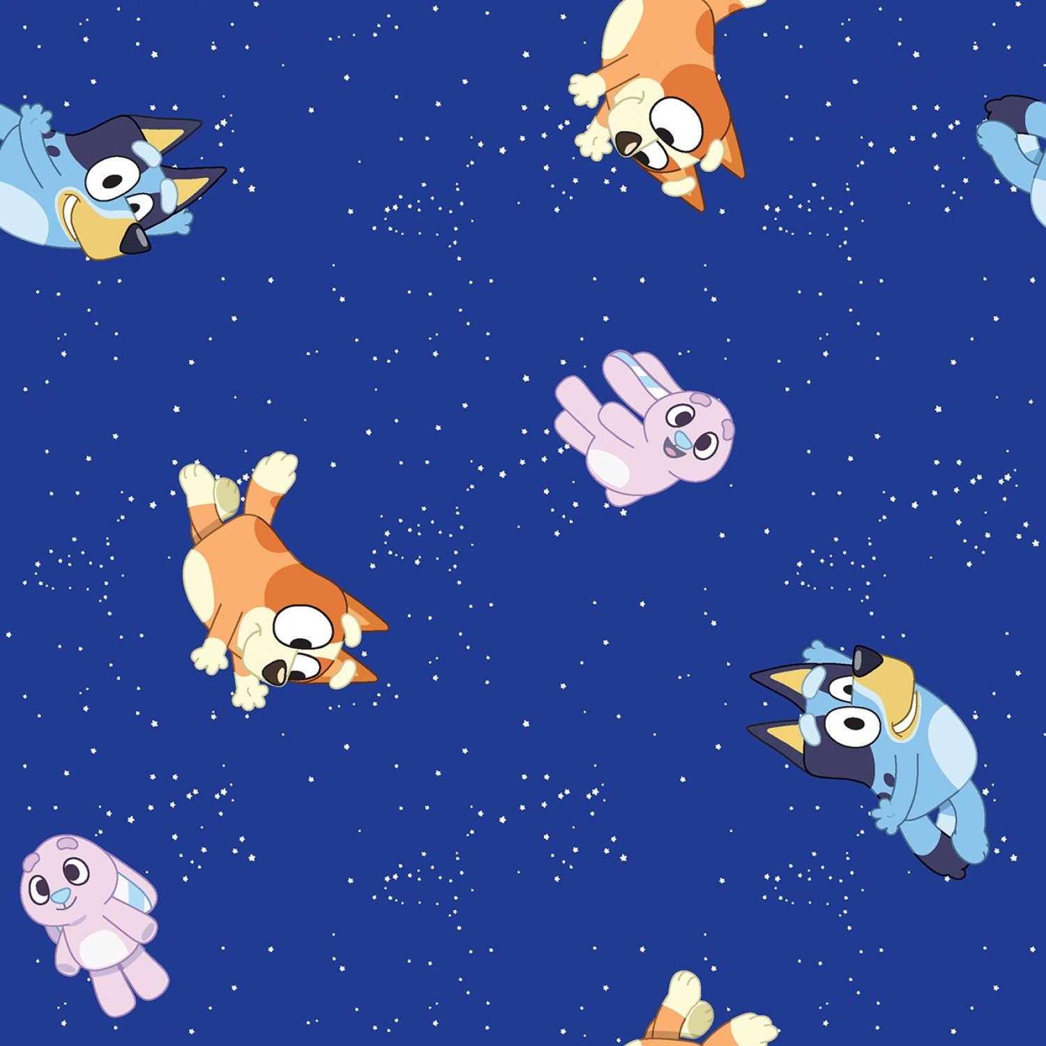 Cotton Bluey and Family Logo Toss Bandit Chilli Heeler Dogs Kids TV Show  Characters Cotton Fabric Print by the Yard (79735-A620715)