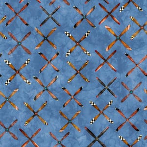 First in Flight Airplanes, Vintage planes, Aviation Gear, compass 100% Cotton Fabric! 5 Styles 30053-BLUE PROPELLER