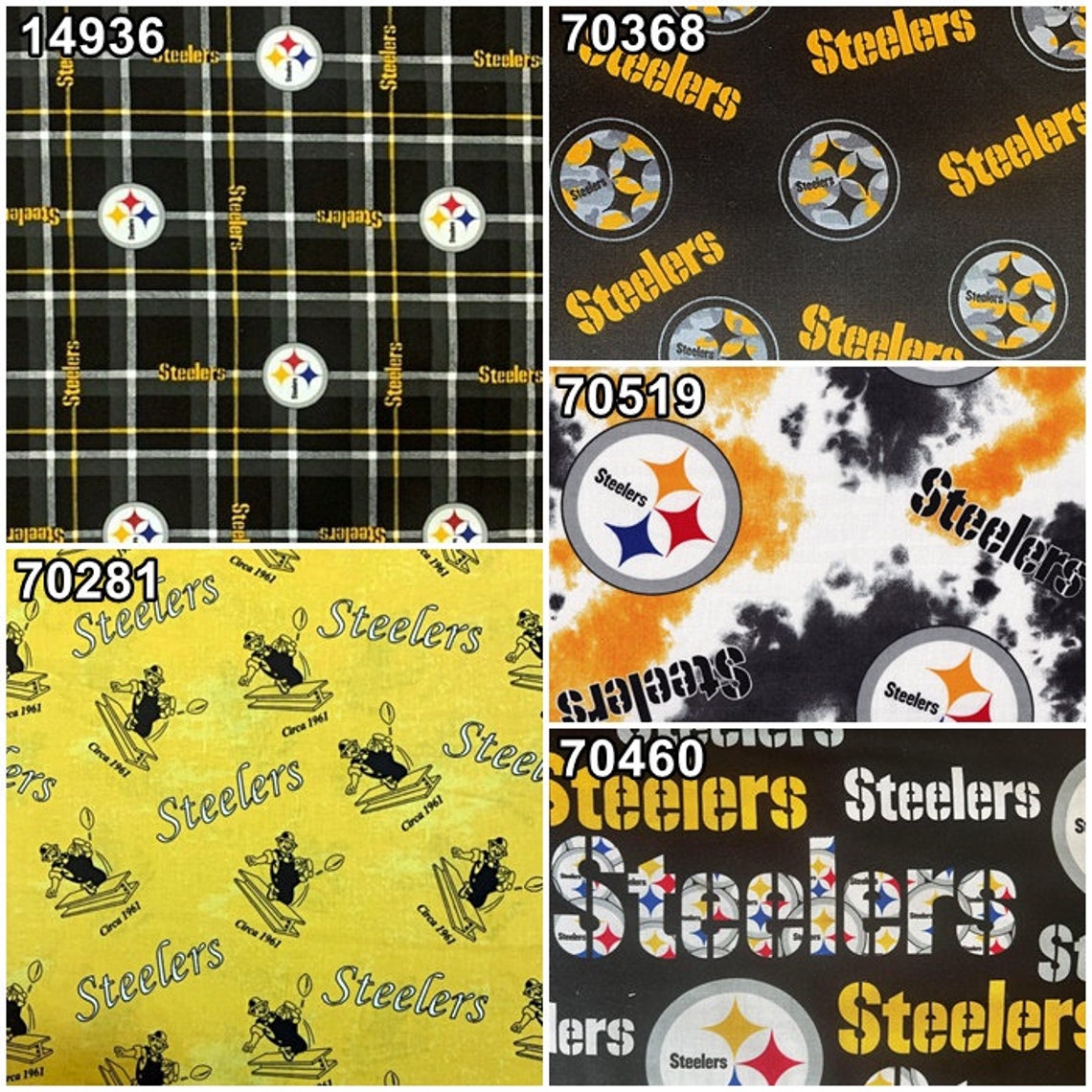 NFL Logo Pittsburgh Steelers Black & Yellow 100% Cotton Fabric - Etsy