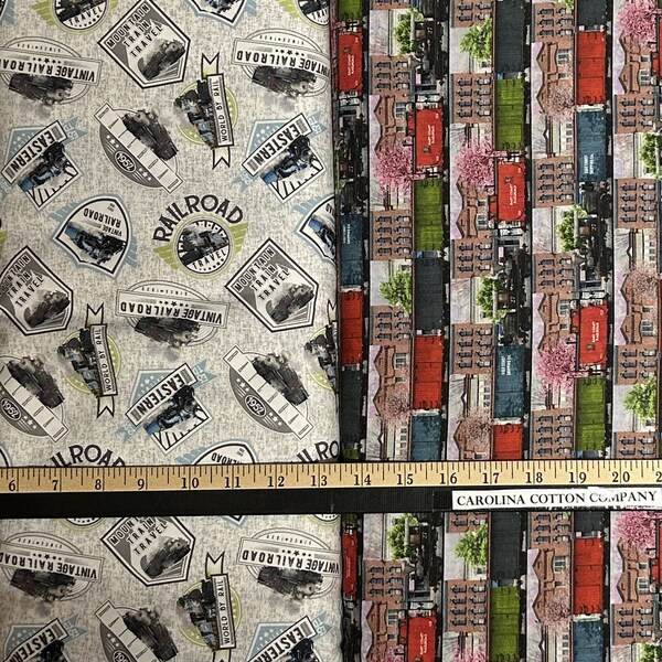 Locomotion Trains 100% Cotton Fabrics for Quilting by QT! 2 Styles