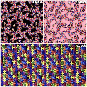 Puzzle Pieces Autism Awareness Ribbons 100% Cotton Fabrics for Quilting! 3 Styles image 1