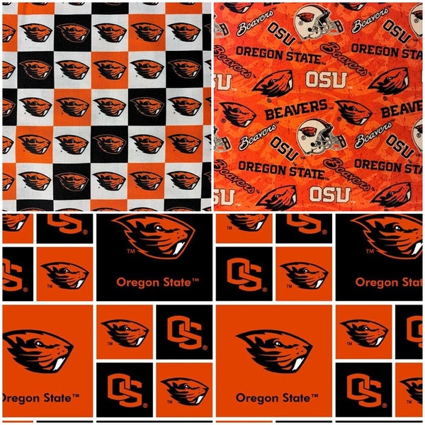 NCAA Oregon State University OSU Beavers Orange & Black College Logo 100% Cotton Fabric by Sykel! 3 Styles