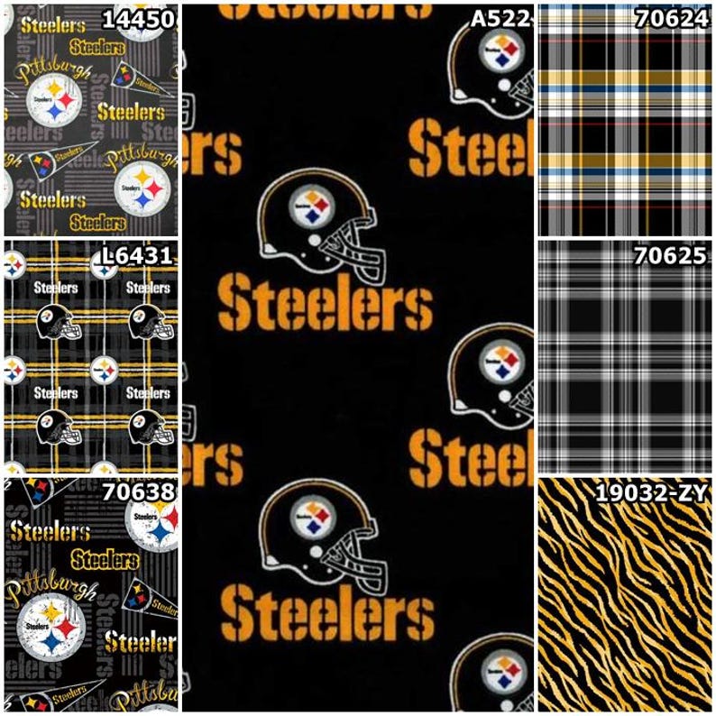 NFL Logo Pittsburgh Steelers Black & Yellow 100% Cotton Fabric by Fabric Traditions! 7 Styles image 2