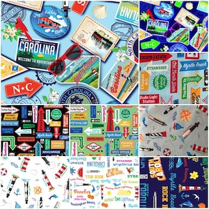 Caroline du Nord Monuments, symboles et enseignes de Caroline du Sud Tissus 100 % coton ! 9 modèles