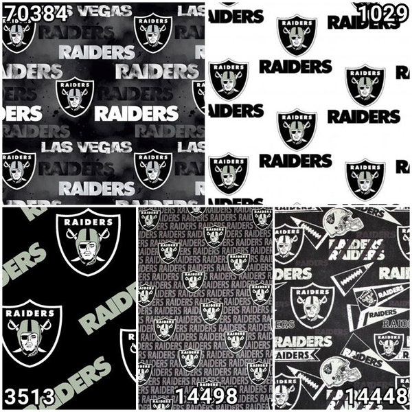 NFL Logo Las Vegas Raiders White and Black 100% Cotton Fabric for Quilting by Fabric Traditions! 5 Styles