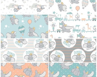 Disney Fabric Camelot Disney Dumbo Bunting Banners Zinc Gray on White Circus Banner and Stars 100/% cotton fabric by the yard CA815