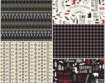 Wild at Heart, My Greatest Adventure, Bear, Moose, Buffalo Plaid 100% Cotton Fabric! 5 Styles