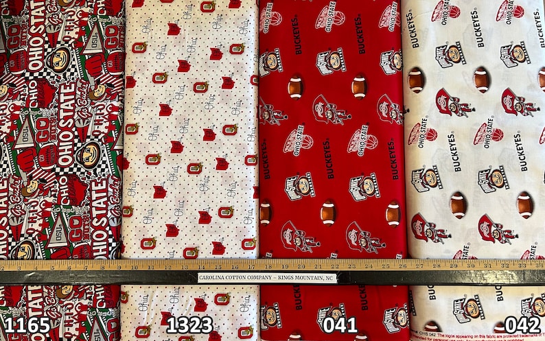 NCAA The Ohio State University Buckeyes Red & Black College Logo Cotton Fabric 16 Styles image 2