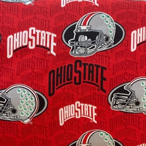 NCAA The Ohio State University Buckeyes Red & Black College Logo Cotton Fabric 16 Styles 15138 HELMETS RED