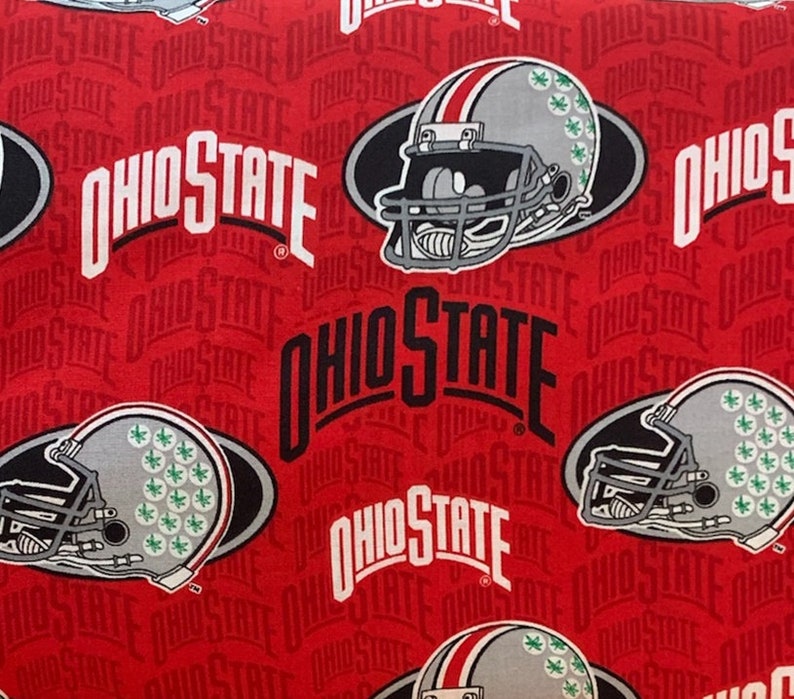 NCAA The Ohio State University Buckeyes Red & Black College Logo Cotton Fabric 16 Styles 15138 HELMETS RED