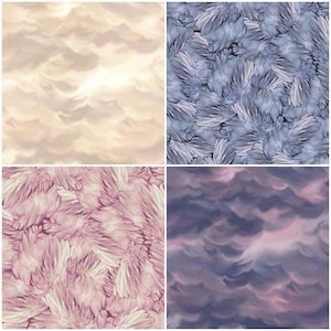 Cloud & Feather Textures 100% Cotton Fabric by QT! 4 Styles