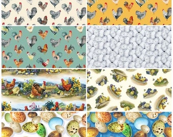 Chickens, Hens, Eggs, Easter, Birds, Robin Eggs 100% Cotton Fabrics! 8 Styles