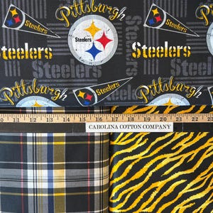 NFL Logo Pittsburgh Steelers Black & Yellow 100% Cotton Fabric by Fabric Traditions! 7 Styles image 4