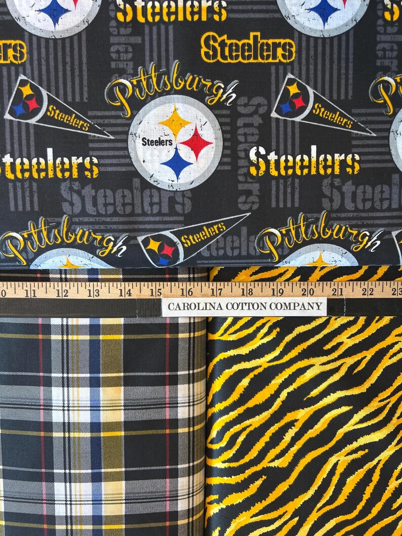 NFL Logo Pittsburgh Steelers Black & Yellow 100% Cotton Fabric by Fabric Traditions! 7 Styles image 4