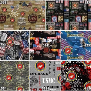 The United States Marine Corps Military Branch 100% Cotton Fabrics! Semper Fidelis, The Few, The Proud, Always Faithful 8 Styles