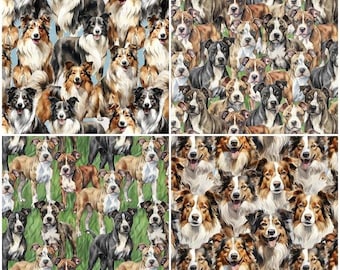 Dog Breed Collies & Pit Bulls 100% Cotton Fabrics by David Textiles! 4 Styles