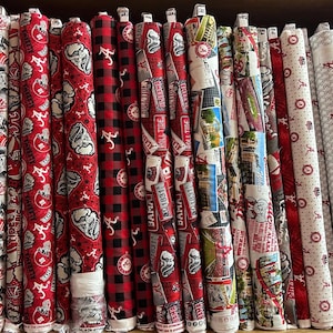 NCAA Alabama Crimson Tide Crimson & Black College 100% Cotton Fabric! Roll Tide! 15 Styles