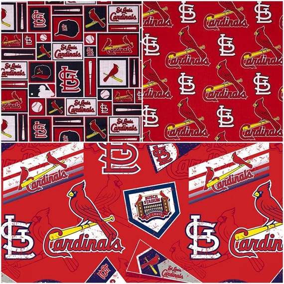 MLB Logo St Louis Cardinals MLB Red & Navy Cotton Fabric by | Etsy