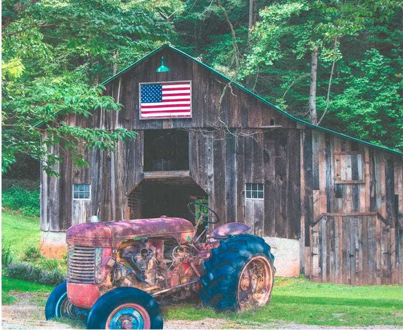 Old Tractor & Barn 36 100 Cotton Fabric Panels by David Etsy
