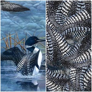 Lakeside Loons Ducks Scenic Wilderness 100% Cotton Fabric! 2 Styles