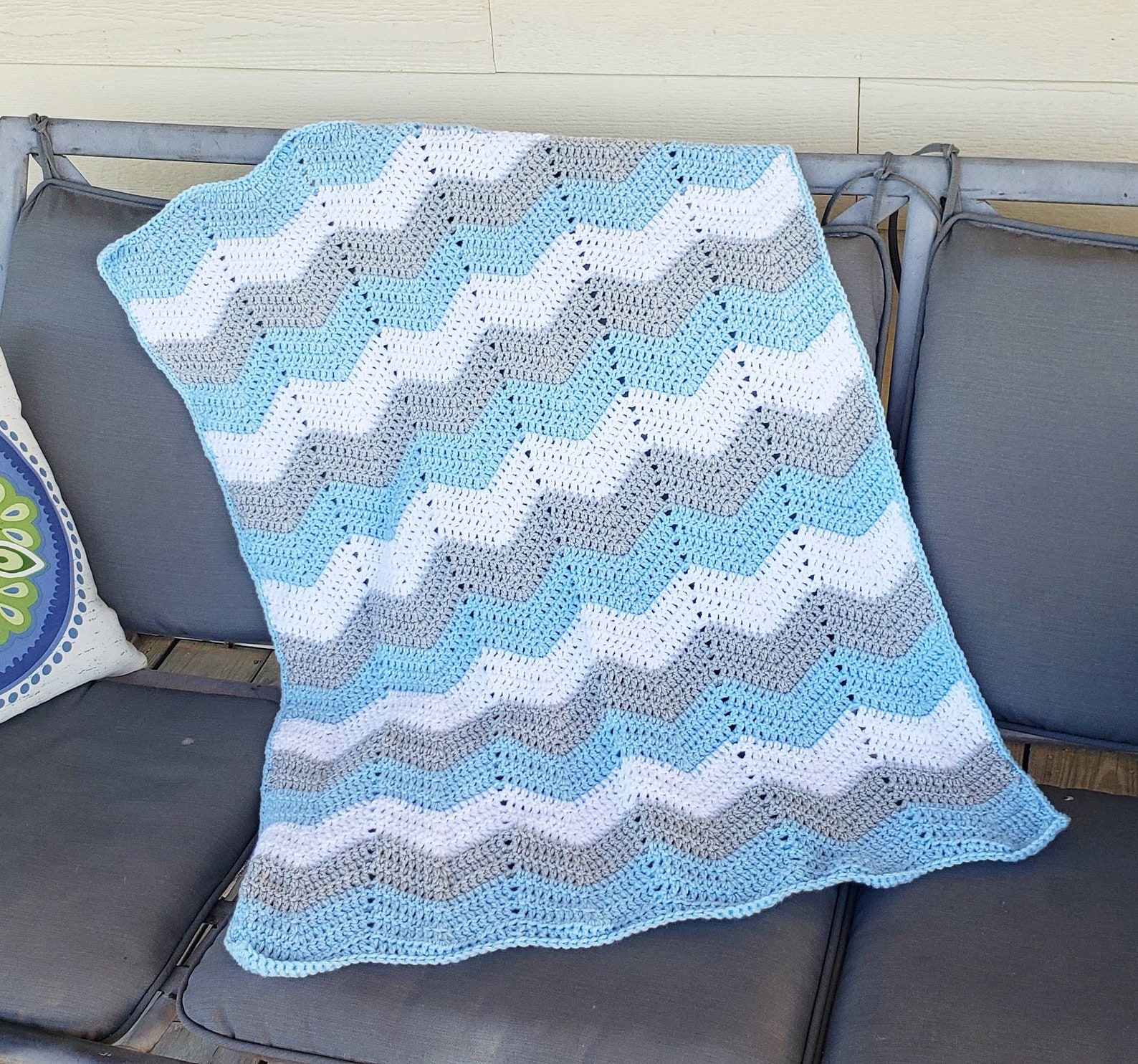 Baby Crochet Blanket Baby Blue Blanket Baby Boy Blanket Etsy