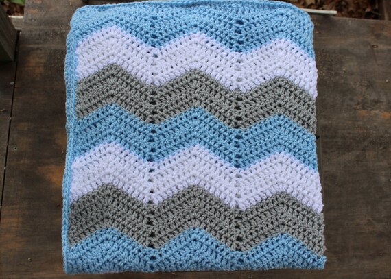 Blue chevron baby blanket new arrivals