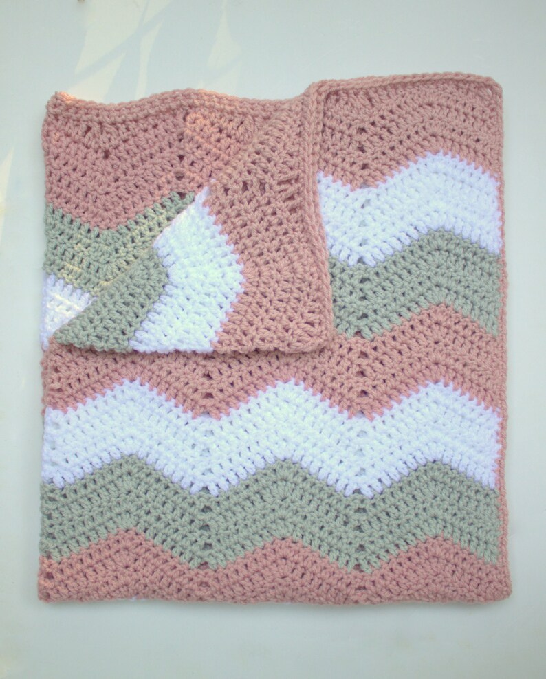 Pink Baby Blanket Pink Chevron Blanket Pink Gray Blanket Etsy