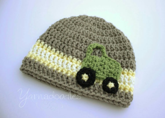 Tractor Beanie Hat, Baby Tractor Hat, Infant Tractor Hat, Toddler