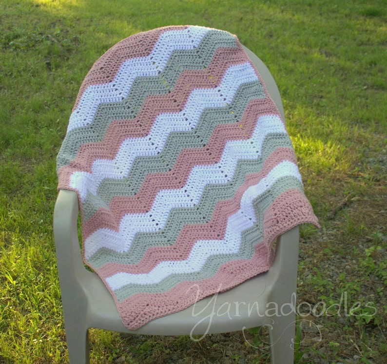 Pink Baby Blanket Pink Chevron Blanket Pink Gray Blanket Etsy