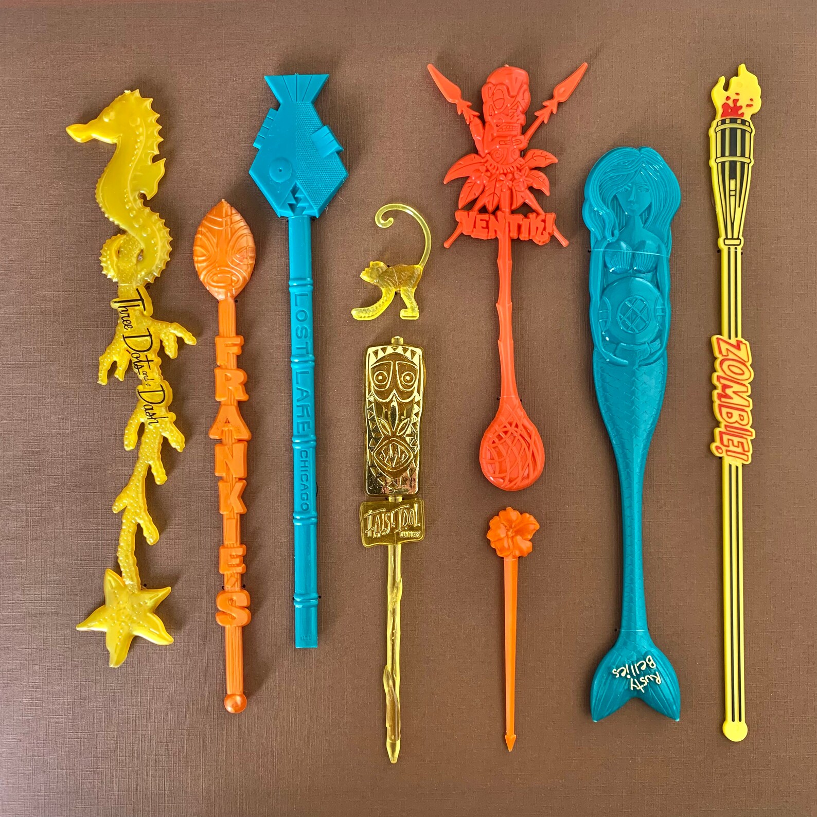 Tiki Art Swizzle Sticks Display Chocolate Background Etsy