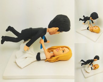 karate  style custom handmade wedding cake topper