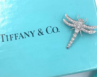 Vintage TIFFANY PIN PENDANT Diamond & Platinum Small Dragonfly