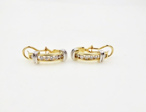 GOLD DIAMOND EARRINGS - 585 14k Two Tone Gold - H… - image 5