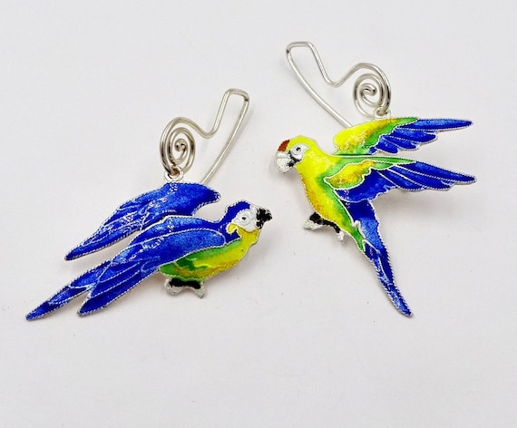 Vintage earrings parrots - Gem